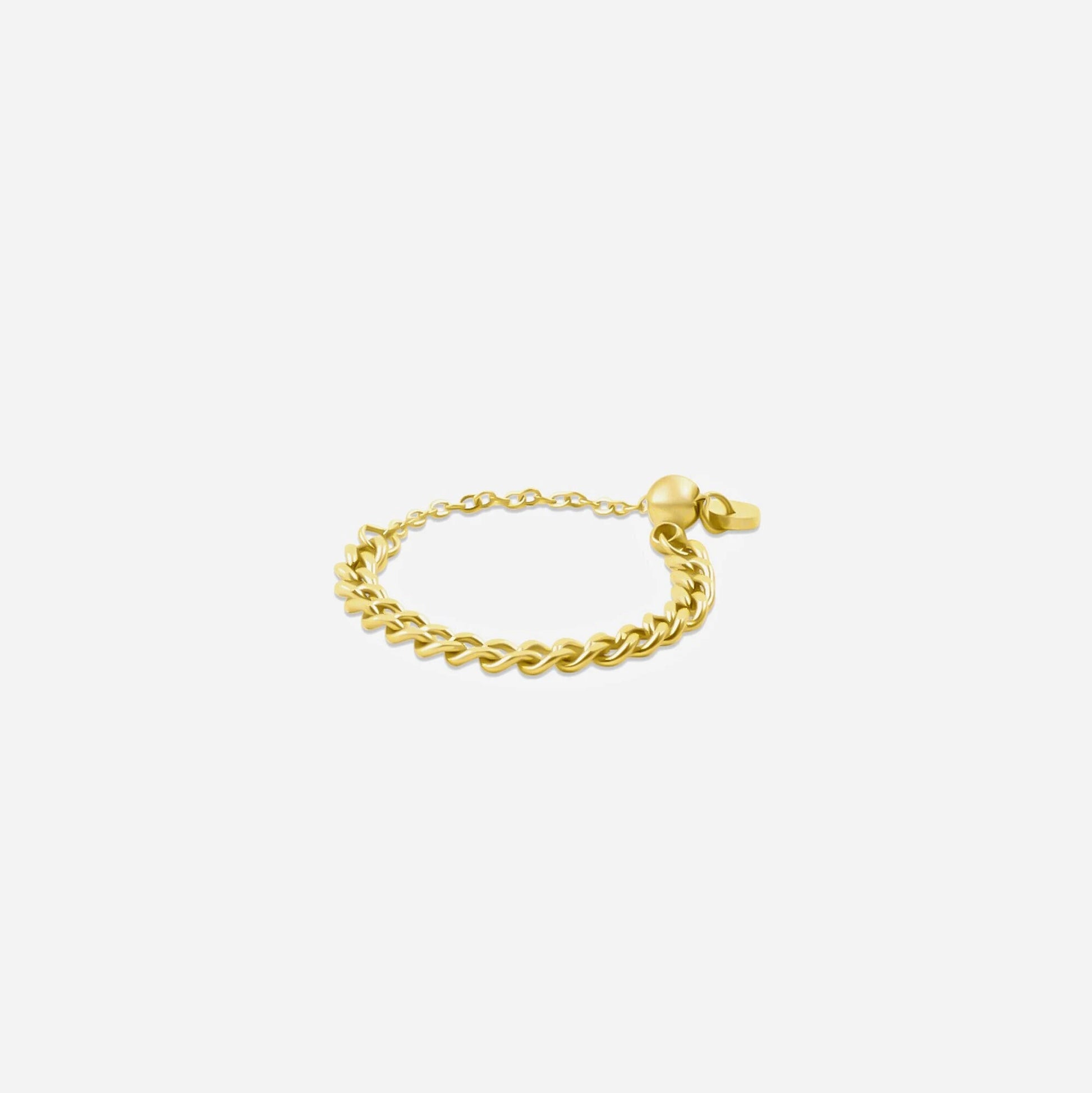 Gold chain ring on a white background