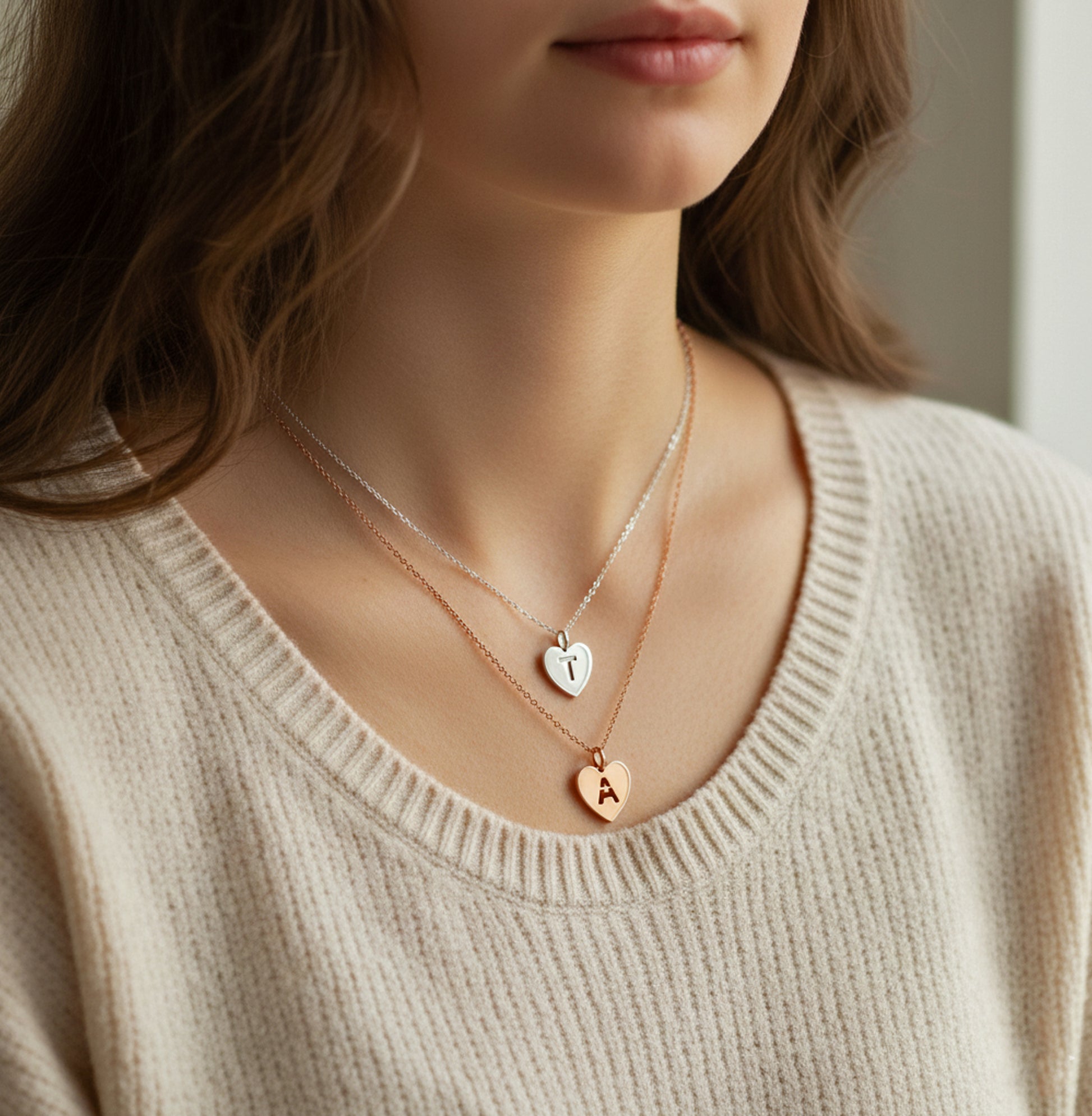 letter necklace heart