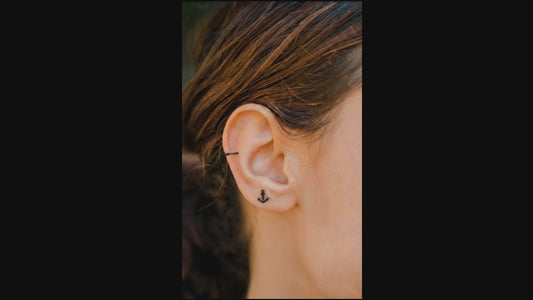 black anchor earring