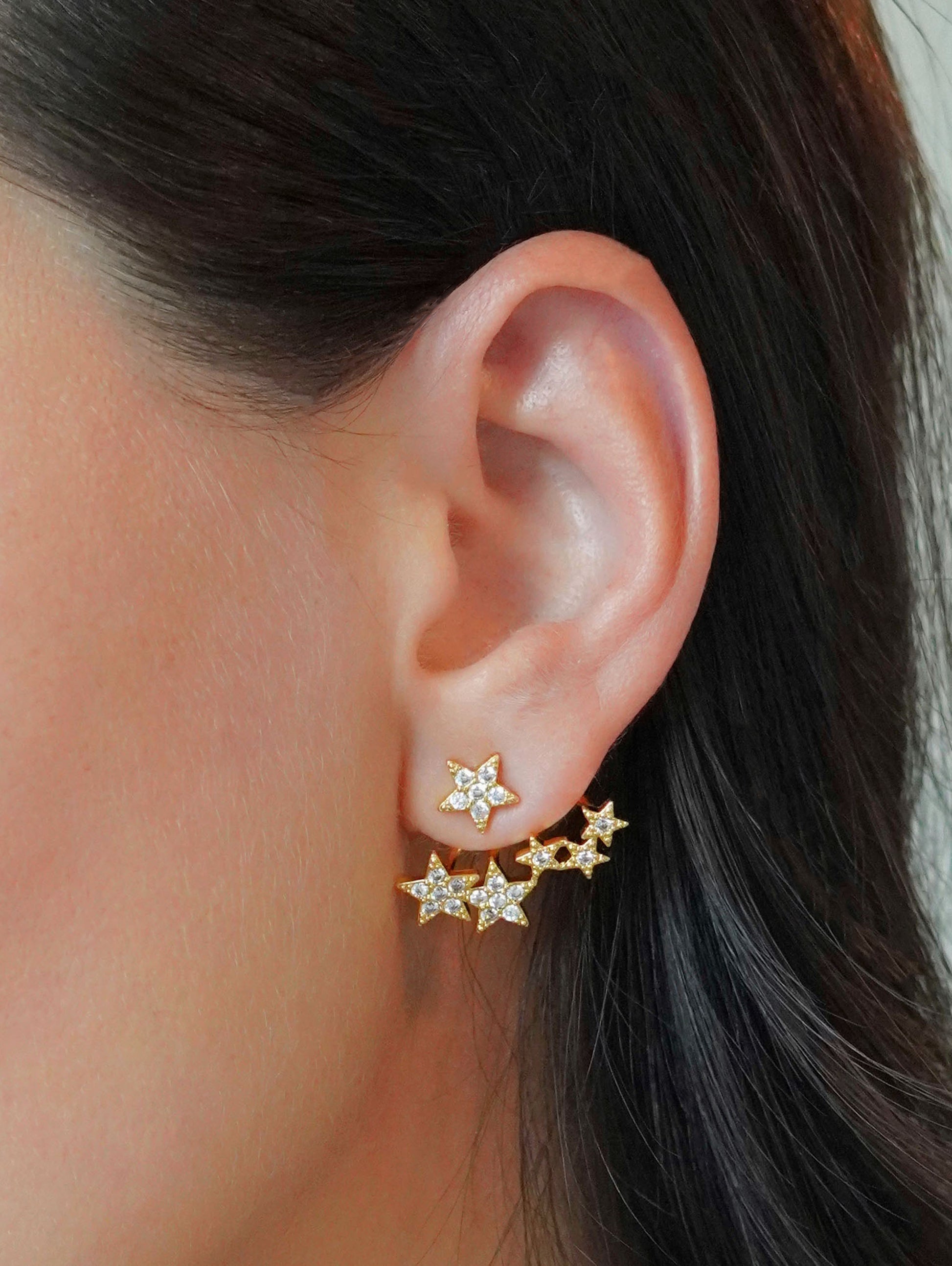pave gold star earring jacket