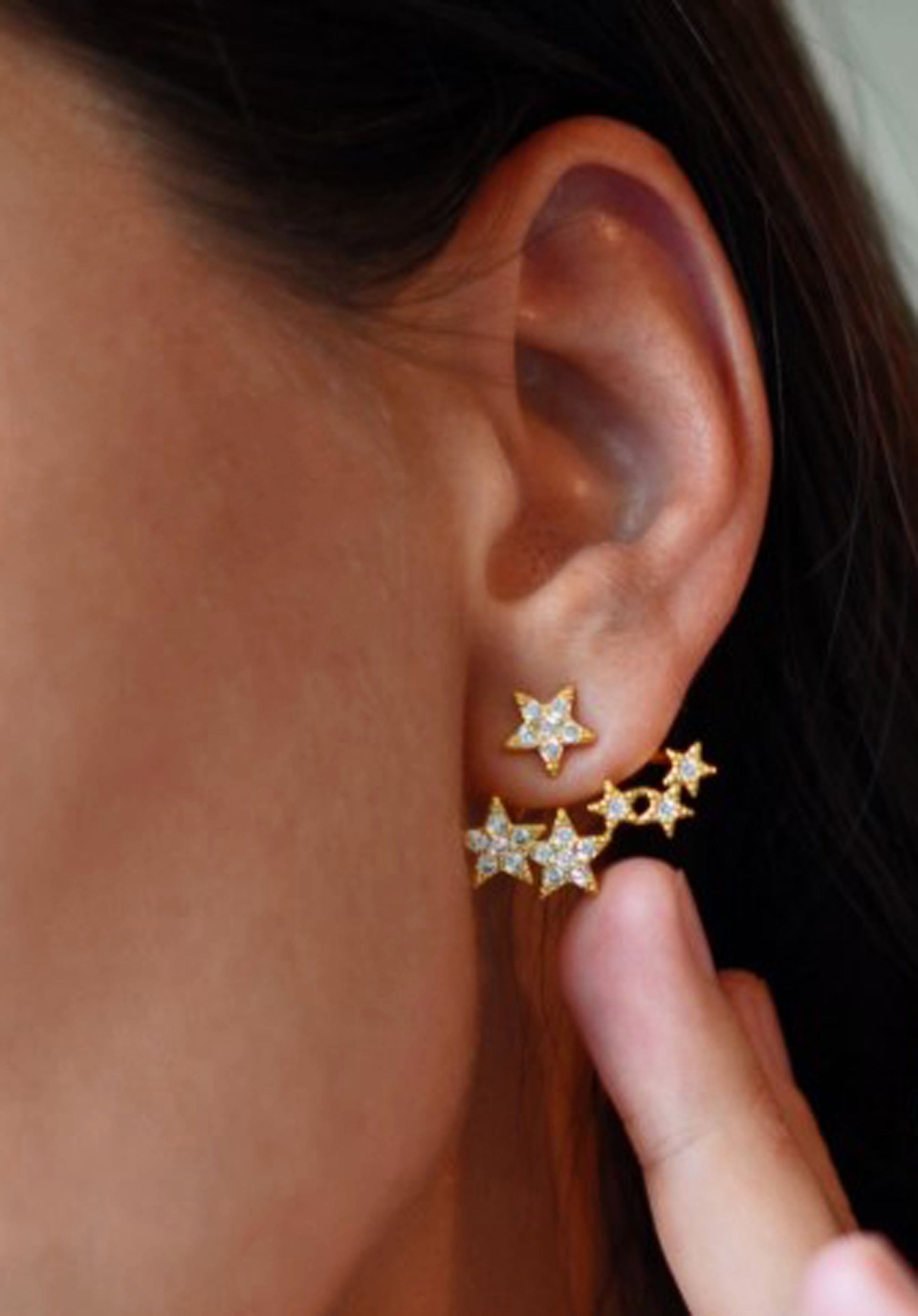 pave gold star earring jacket