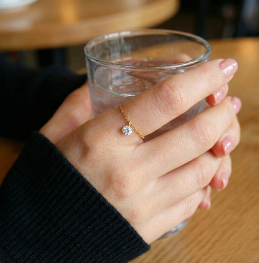 Floating Bare Zircon, Zircon Chain Ring