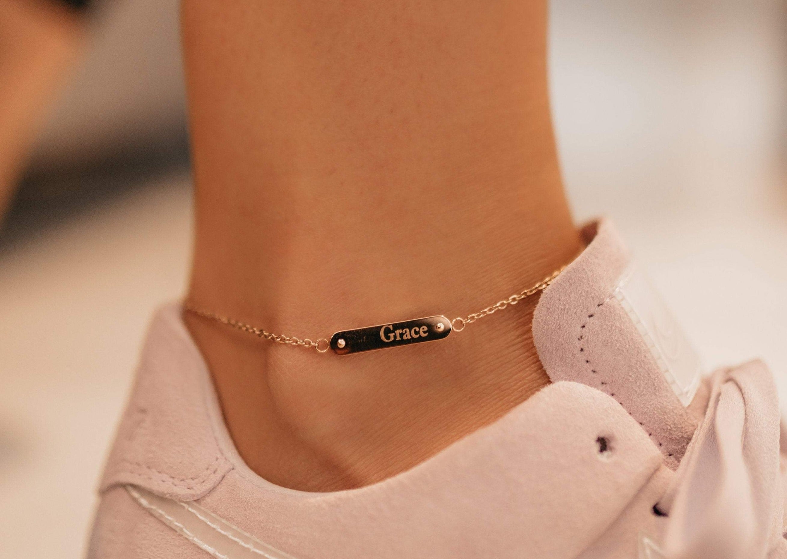 Personalised anklet store rose gold