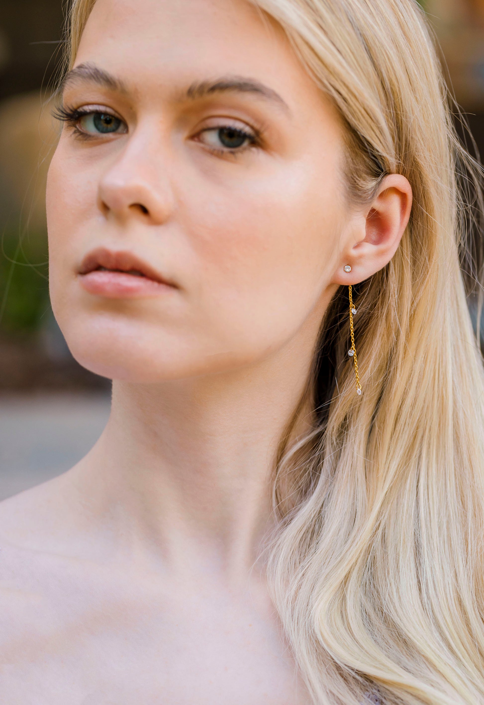 Dangle and Drop Earrings • Diamond Drop Earrings • Minimalist Wedding Earrings - Anya Collection