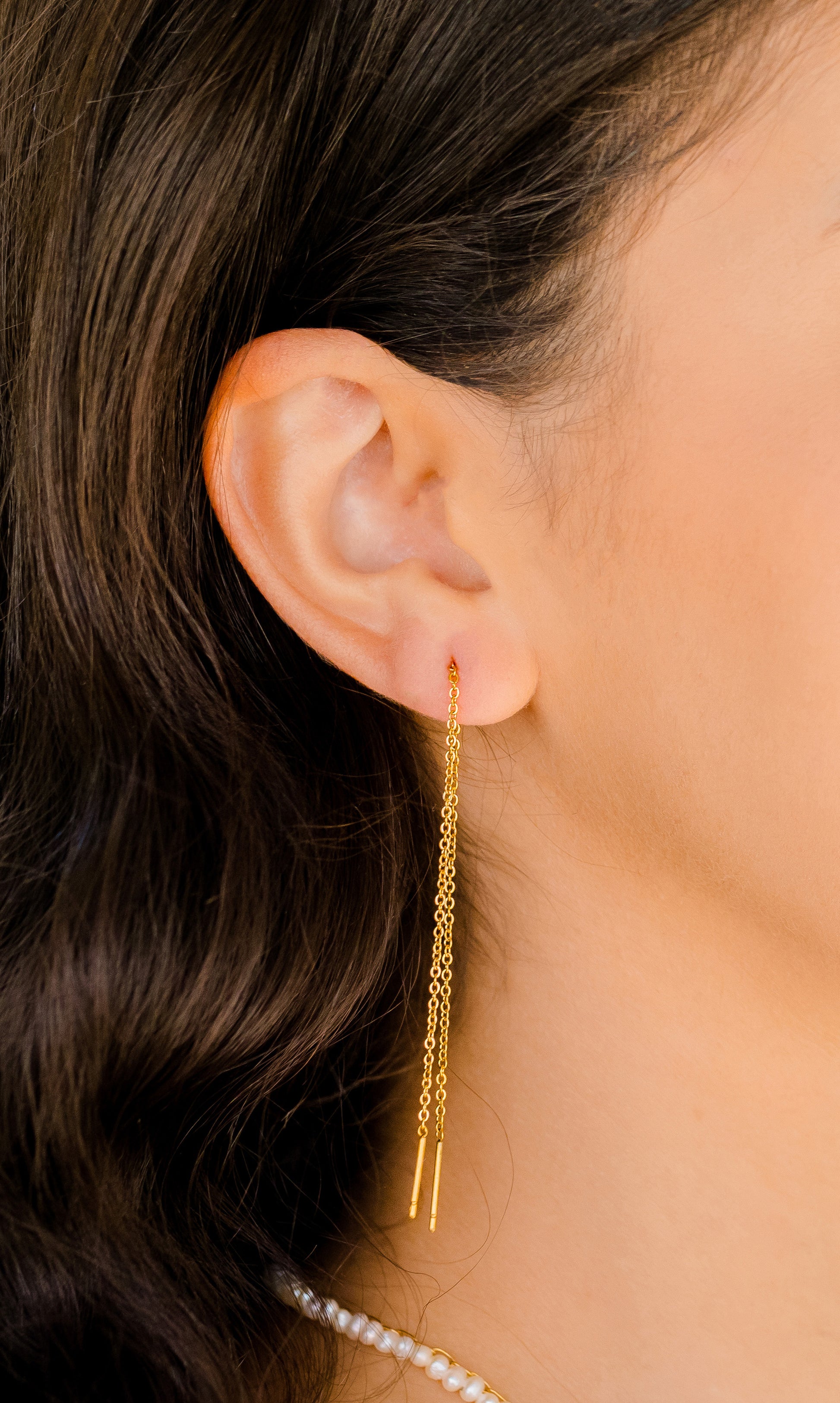 Long Threader Earrings • Extra Long Chain Earring • Multiple Piercing • Chain Earring • Chain Drop Dangle Earrings - Anya Collection