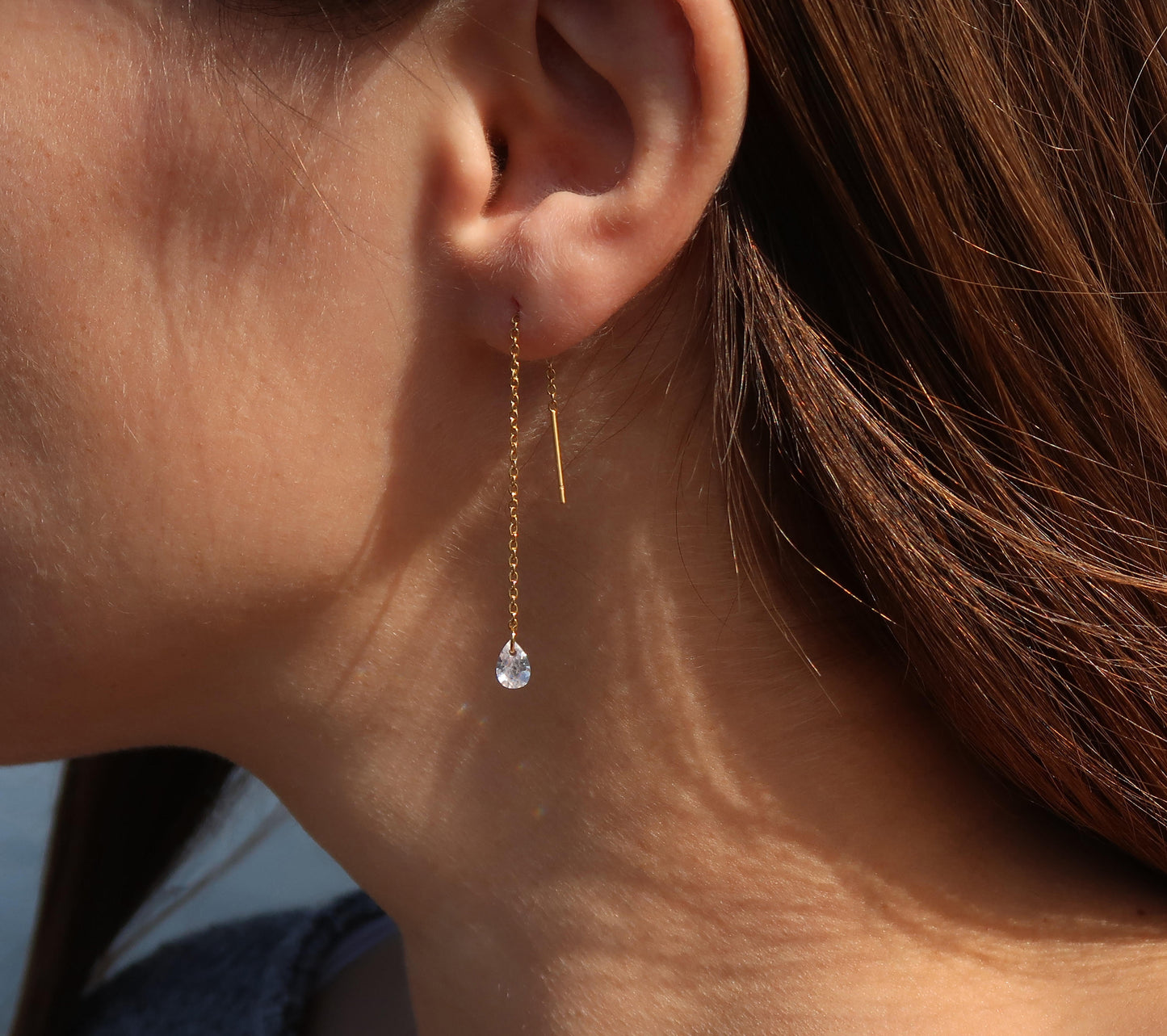 Zircon Threader Earrings - Anya Collection