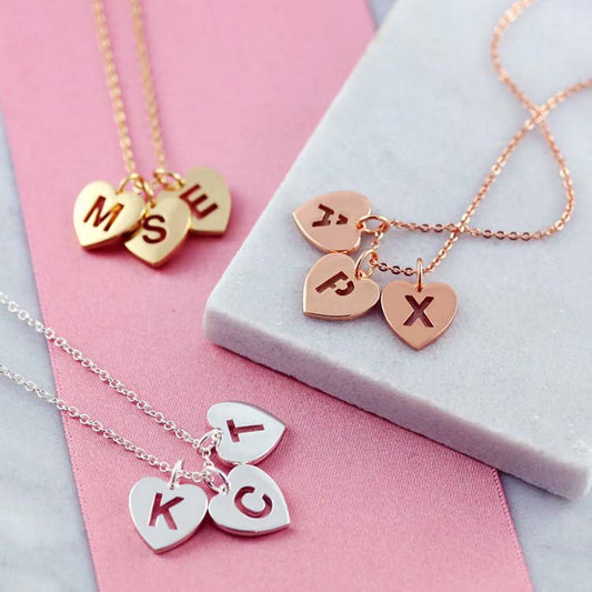 Initial Heart Disk Necklace, Gold Personalized Letter Pendant Necklace, Rose Gold Delicate Heart Letter Necklace, Family Tree - Anya Collection