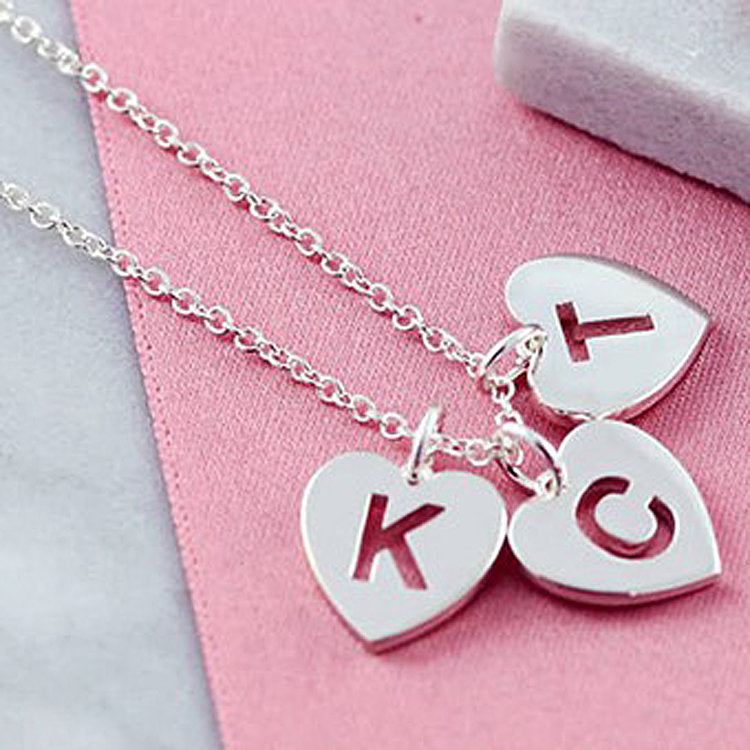 Initial Heart Disk Necklace, Gold Personalized Letter Pendant Necklace, Rose Gold Delicate Heart Letter Necklace, Family Tree - Anya Collection