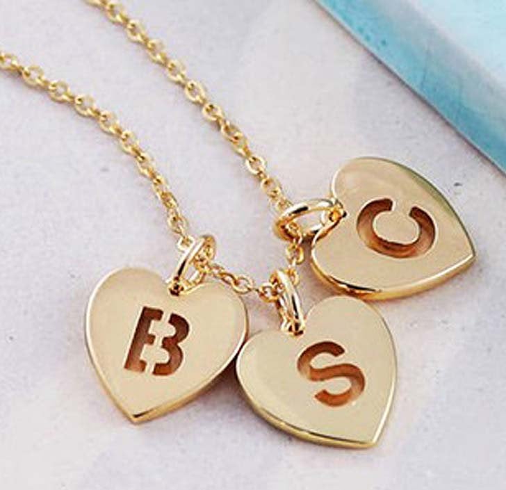 Necklace A|18k Gold-plated Heart Initial Necklace - A-z Letter Pendant For  Women & Men