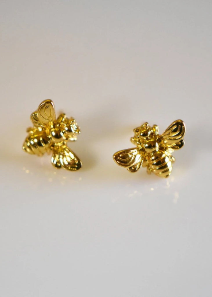 Bee Stud earrings gold, Bee earrings, Honey Bee Earrings, Bee Jewelry, Bumble bee, Queen Bee - earrings - Anya Collection