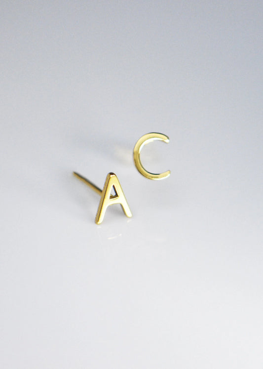 Gold Initial Stud Earrings, Initial Earrings, Name Letter Earrings, Monogram Earrings, Initial Alphabet Earrings,Personalized Earrings - earrings - Anya Collection