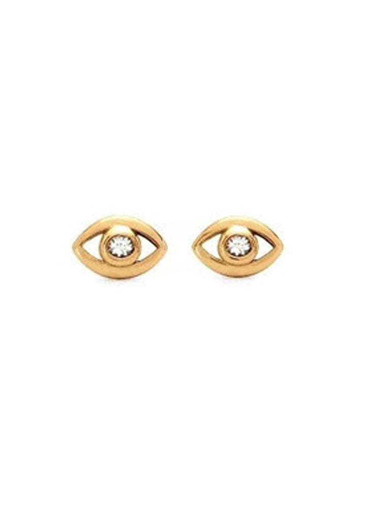 Evil Eye Earring Stud, 18k Gold Plated stainless steel, Hypoallergenic, Protection Jewelry - earrings - Anya Collection