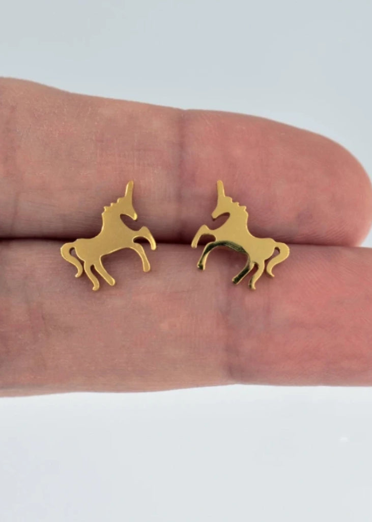 Unicorn Earrings / Gold Tiny Studs / Kids earrings / Birthday Gift / Children's Jewelry / Children Earring / Kawaii  / Children's Gift - earrings - Anya Collection