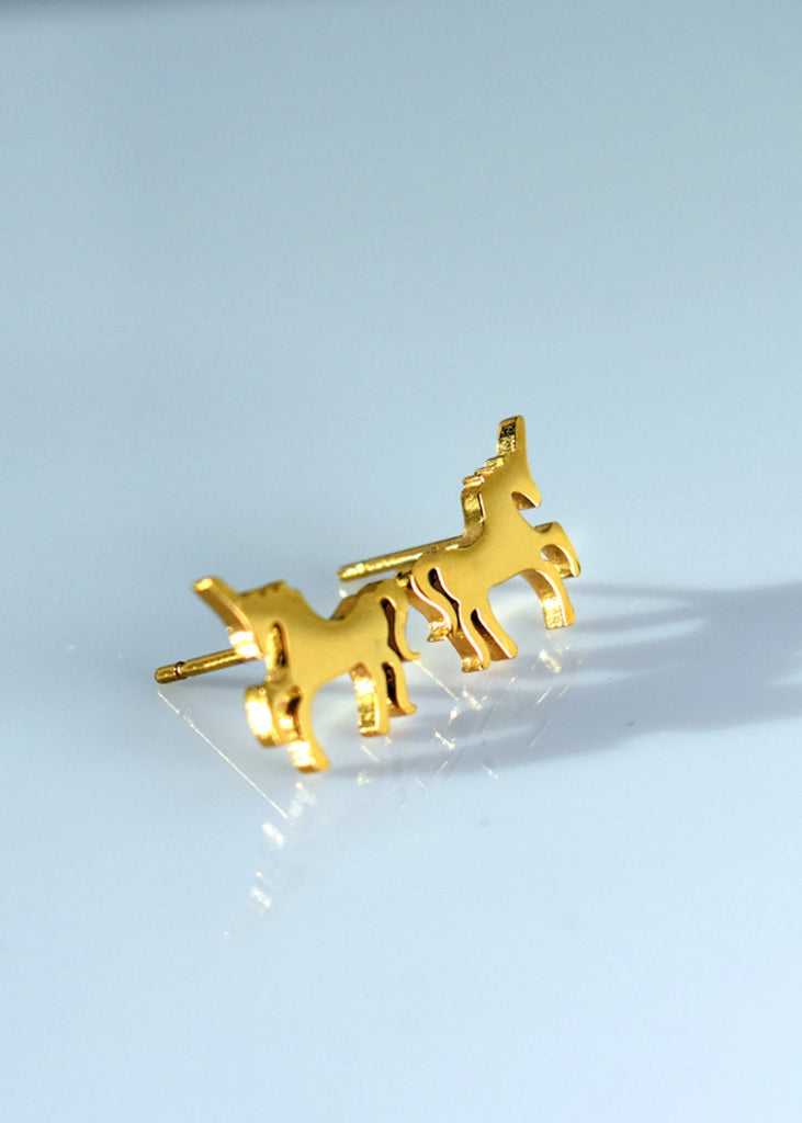 Unicorn Earrings / Gold Tiny Studs / Kids earrings / Birthday Gift / Children's Jewelry / Children Earring / Kawaii  / Children's Gift - earrings - Anya Collection