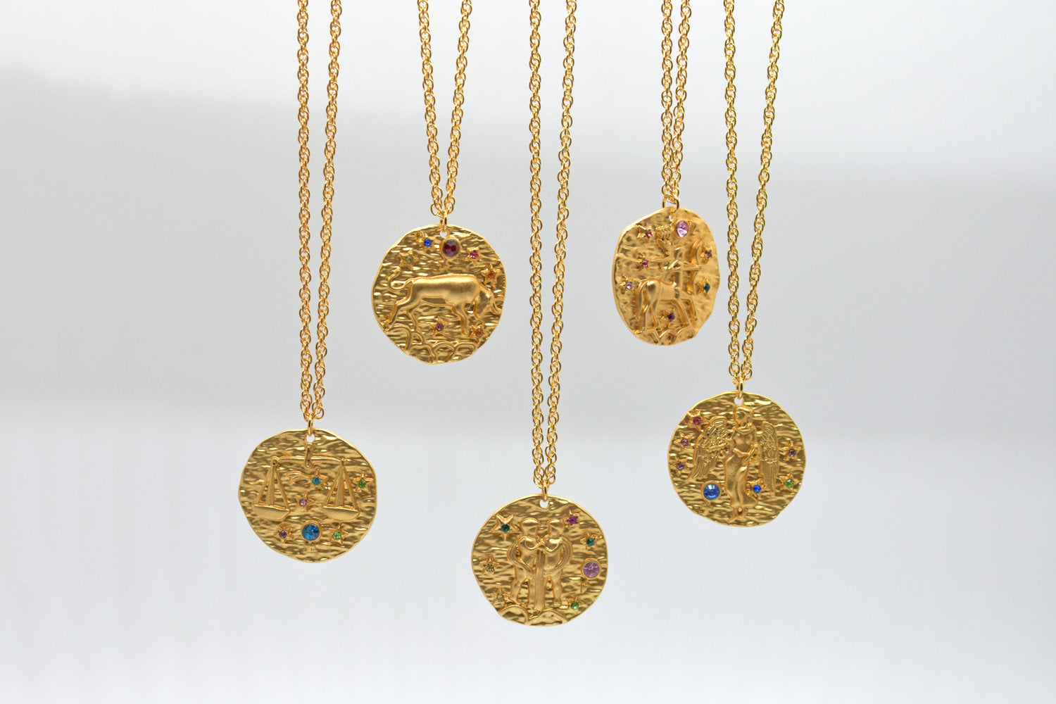 Gold Zodiac Coin Necklace  | Astrology Sign | Birthday Jewelry Gift |Horoscope Necklace | Celestial Jewelry -  - Anya Collection