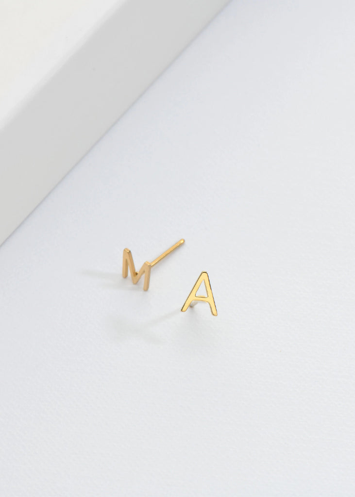 Gold Initial Stud Earrings, Initial Earrings, Name Letter Earrings, Monogram Earrings, Initial Alphabet Earrings,Personalized Earrings - earrings - Anya Collection