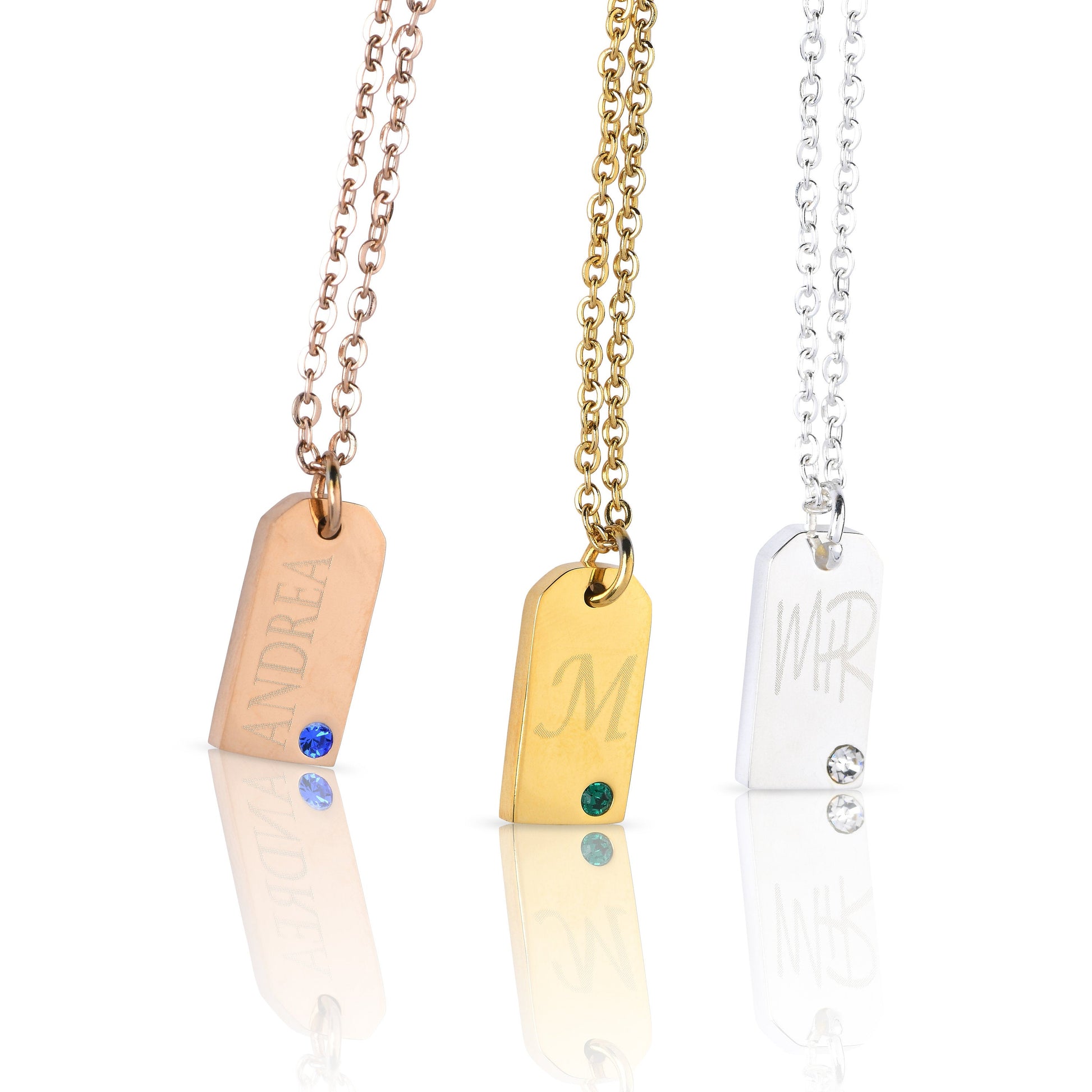 Tiny Dog Tag Necklace, Gold Dog Tag, Dog Tag Necklace, Silver Custom, Gold Dog Tag Charm, Birthstone Gold Dog Tag Pendant - Anya Collection