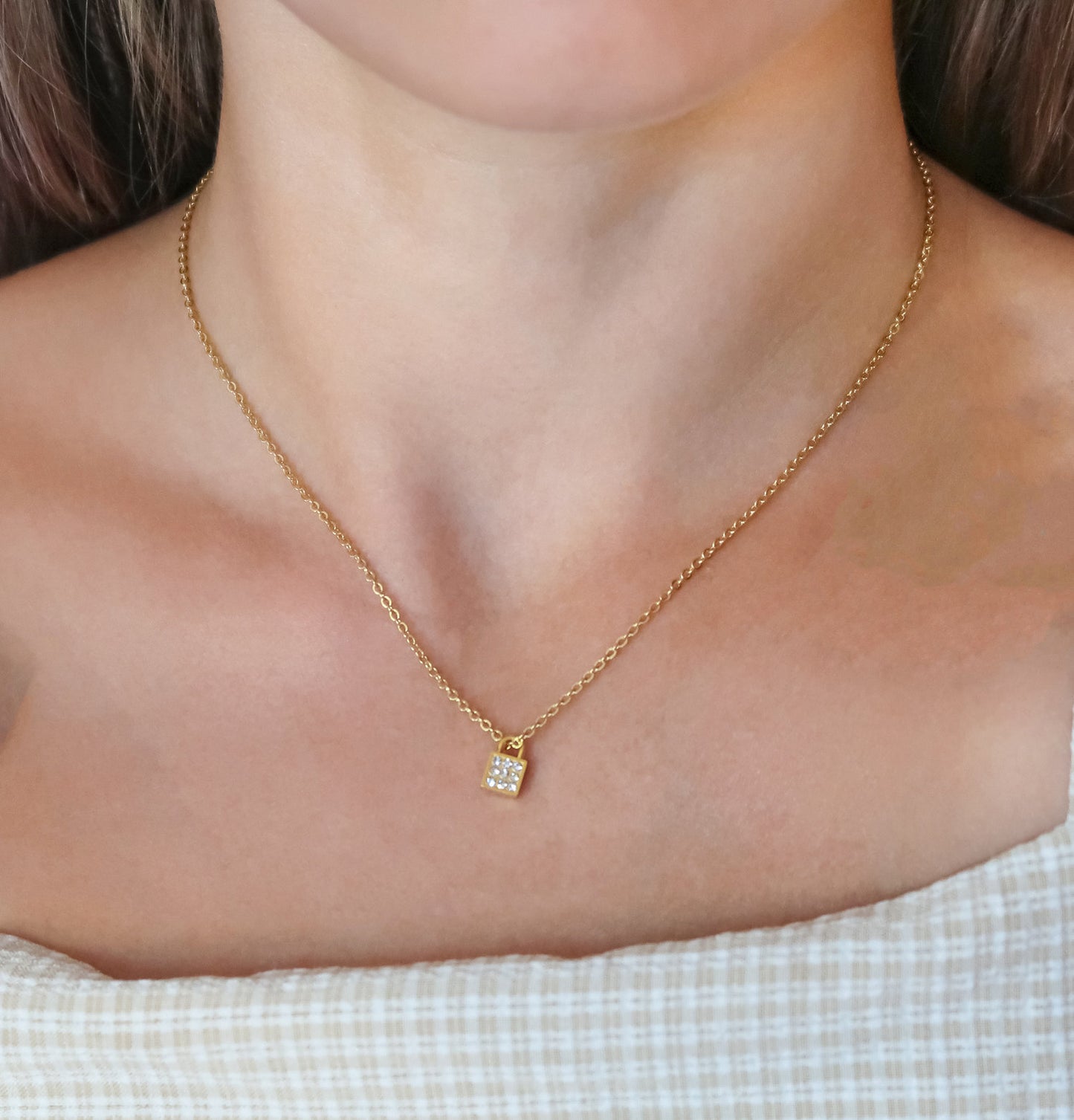 Dainty Gold Lock Necklace, Tiny Lock Necklace, Lock Layering Necklace, Padlock Necklace, Anniversary Gift,  Gold Filled, Sterling Silver - Anya Collection
