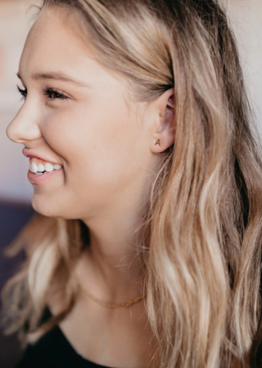 Gold Initial Stud Earrings, Initial Earrings, Name Letter Earrings, Monogram Earrings, Initial Alphabet Earrings Posts Dainty earrings - Anya Collection