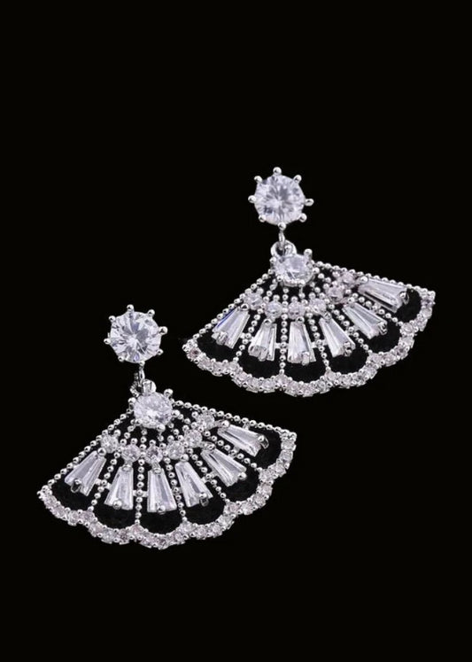 Bridal Earring Marquise Crystal Wedding Earrings, Art Deco, Bridal Jewelry, Drop Earrings, Chandelier Earrings, Diamond Fan Dangles - Anya Collection