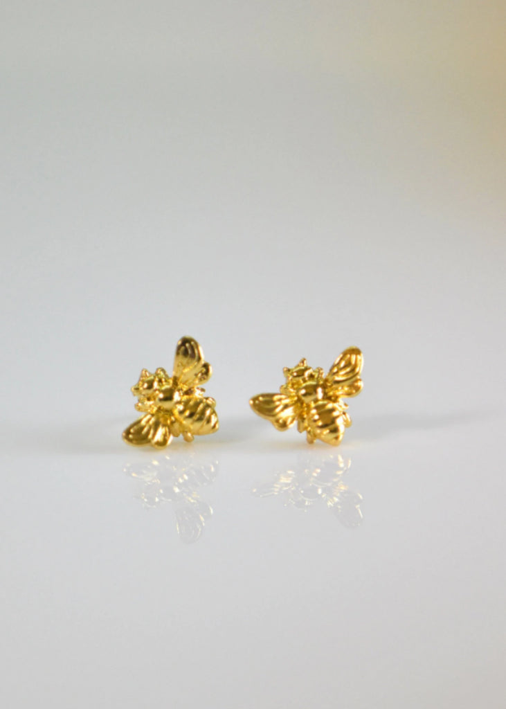 Bee Stud earrings gold, Bee earrings, Honey Bee Earrings, Bee Jewelry, Bumble bee earrings, Stud earrings gold, Queen Bee, Bee studs - Anya Collection