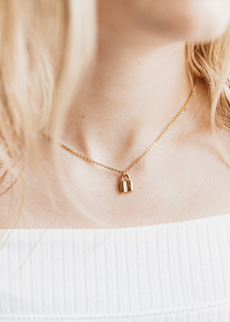 Dainty Gold Lock Necklace / Tiny Lock Necklace / Gold Filled Padlock Necklace / Anniversary Gift / Lock Layering Necklace / Anniversary Gift - Necklace - Anya Collection