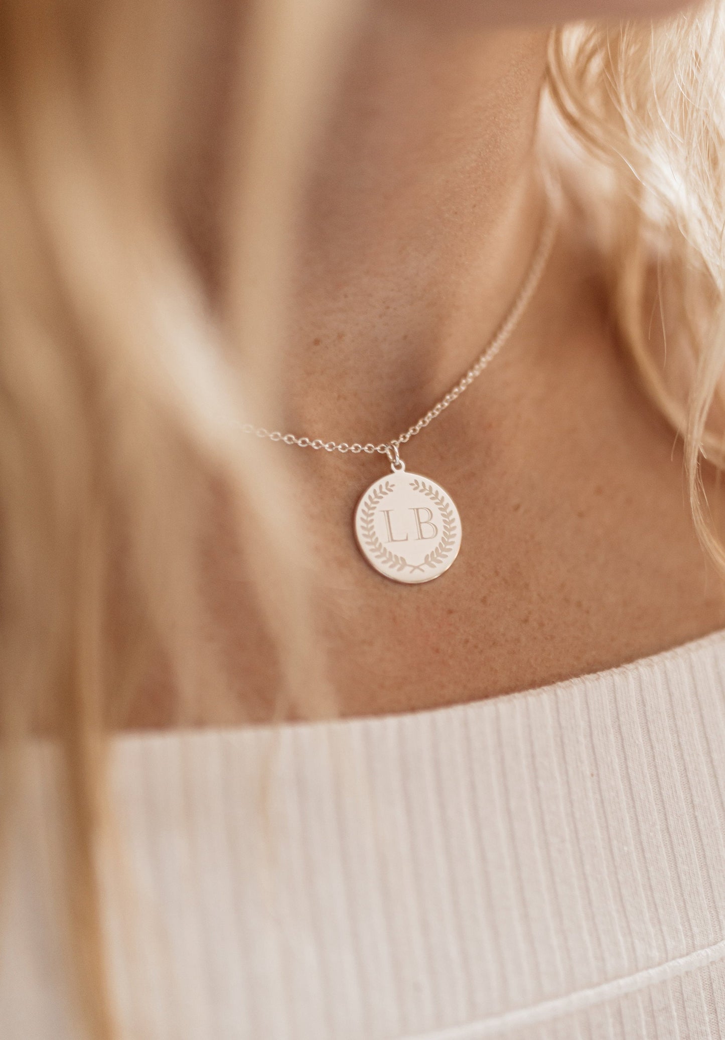 Letter Necklace, Initial Disc Necklace, Rose gold Monogram Necklace, Custom Initial, Personalized Gift, Custom Necklace, Engraved Necklace - Anya Collection