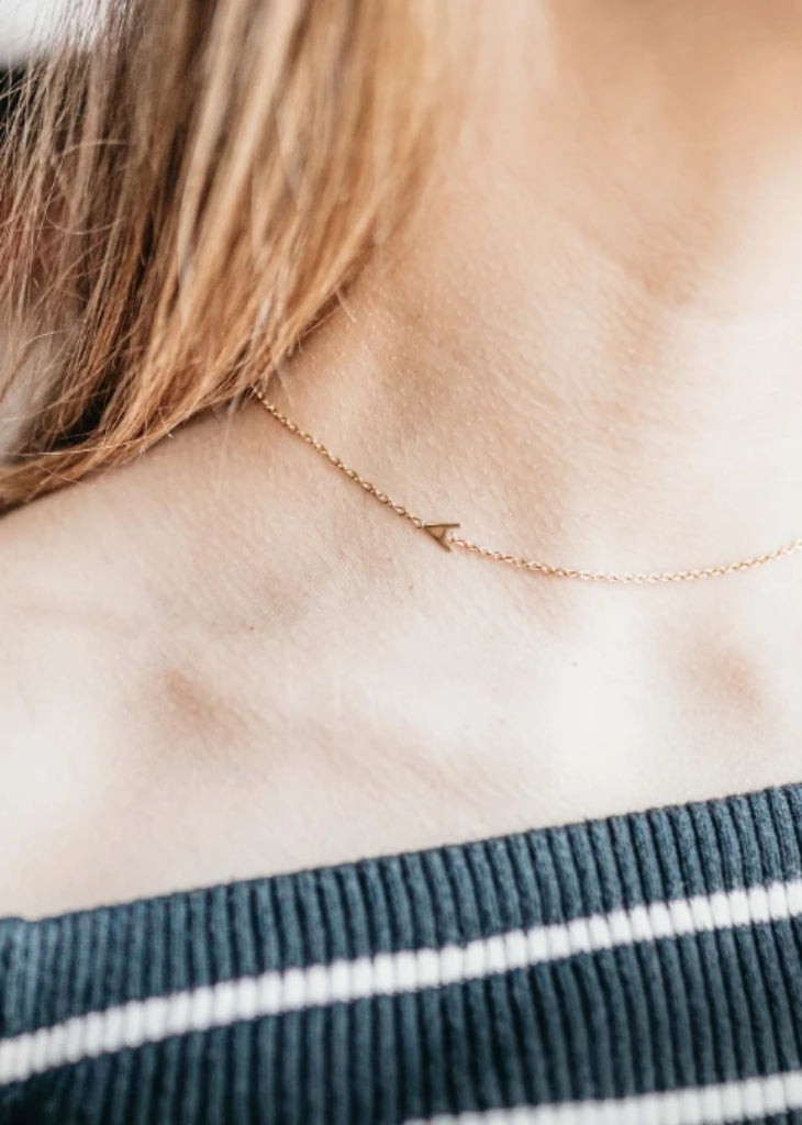 Gold Sideways Initial Necklace  Anya Collection