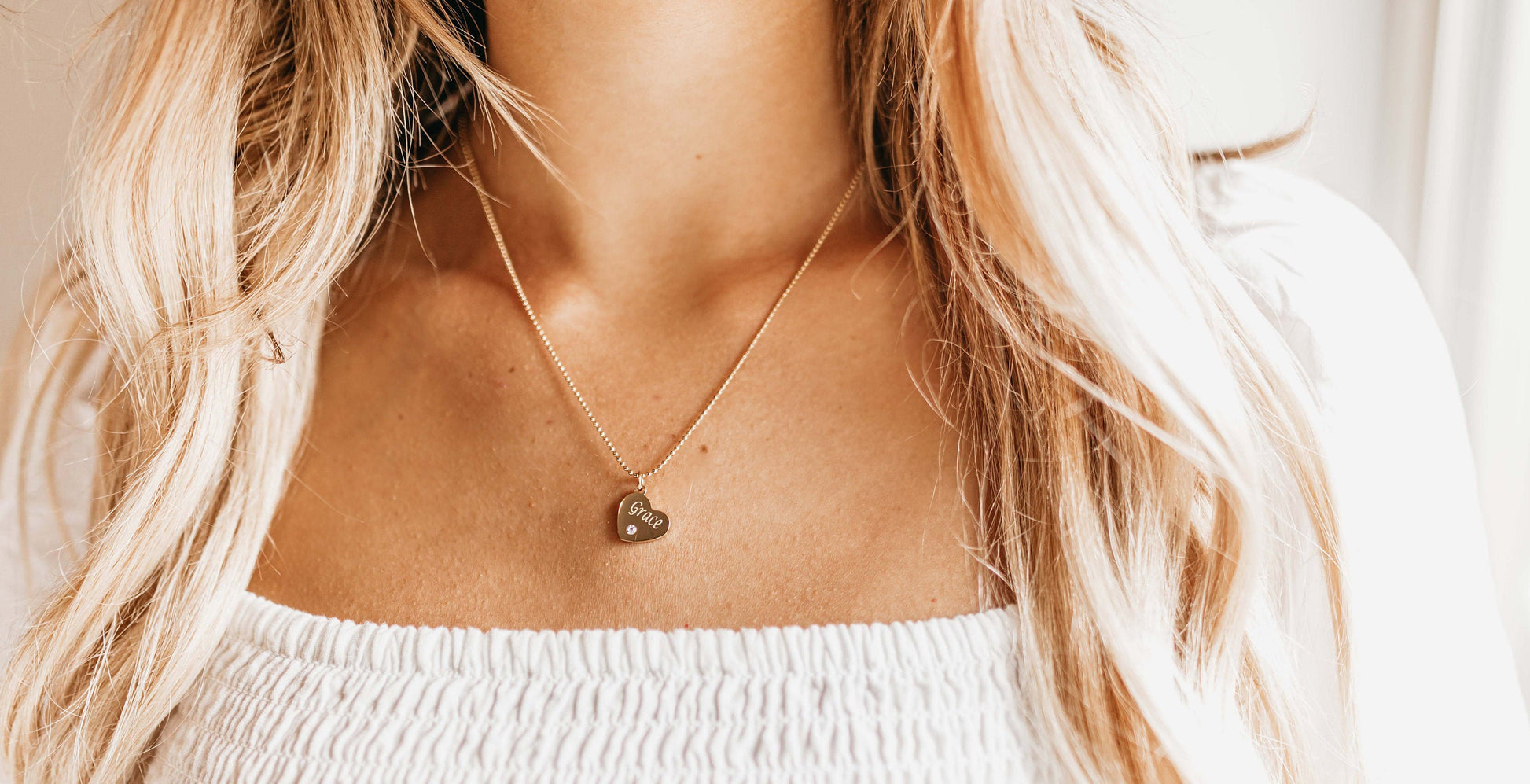 Engraved Heart Necklace, Heart Charm Necklace, Gold Heart Necklace, Dainty Heart Necklace, Asymmetrical Personalized Heart, Small Heart - Anya Collection