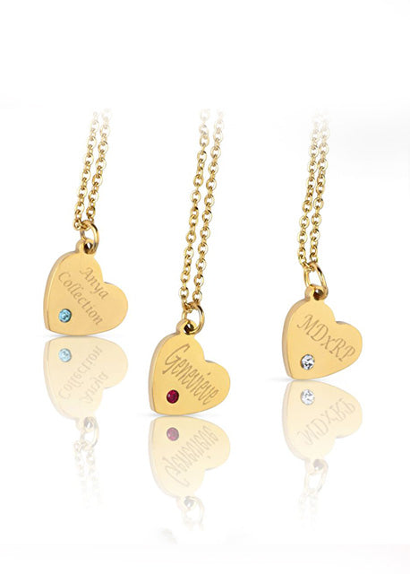 Birthstone heart charm necklace - Anya Collection