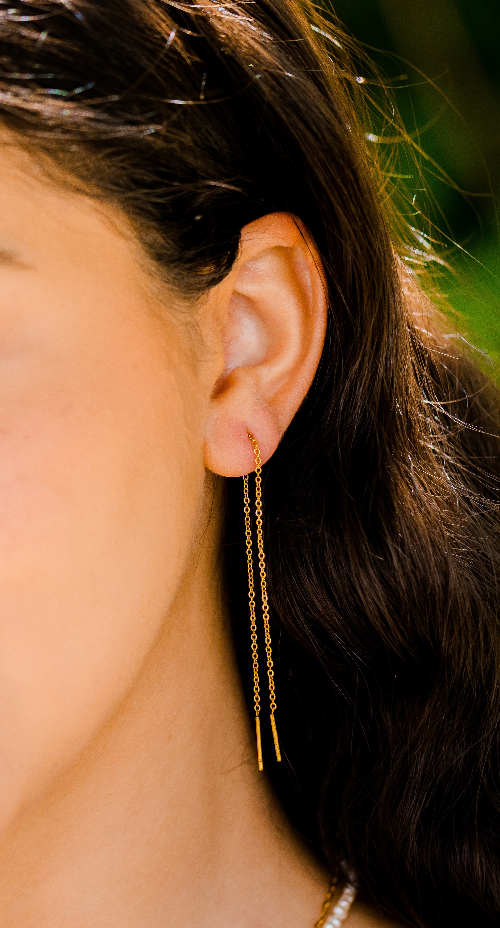 Long Threader Earrings • Extra Long Chain Earring • Multiple Piercing • Chain Earring • Chain Drop Dangle Earrings - Anya Collection