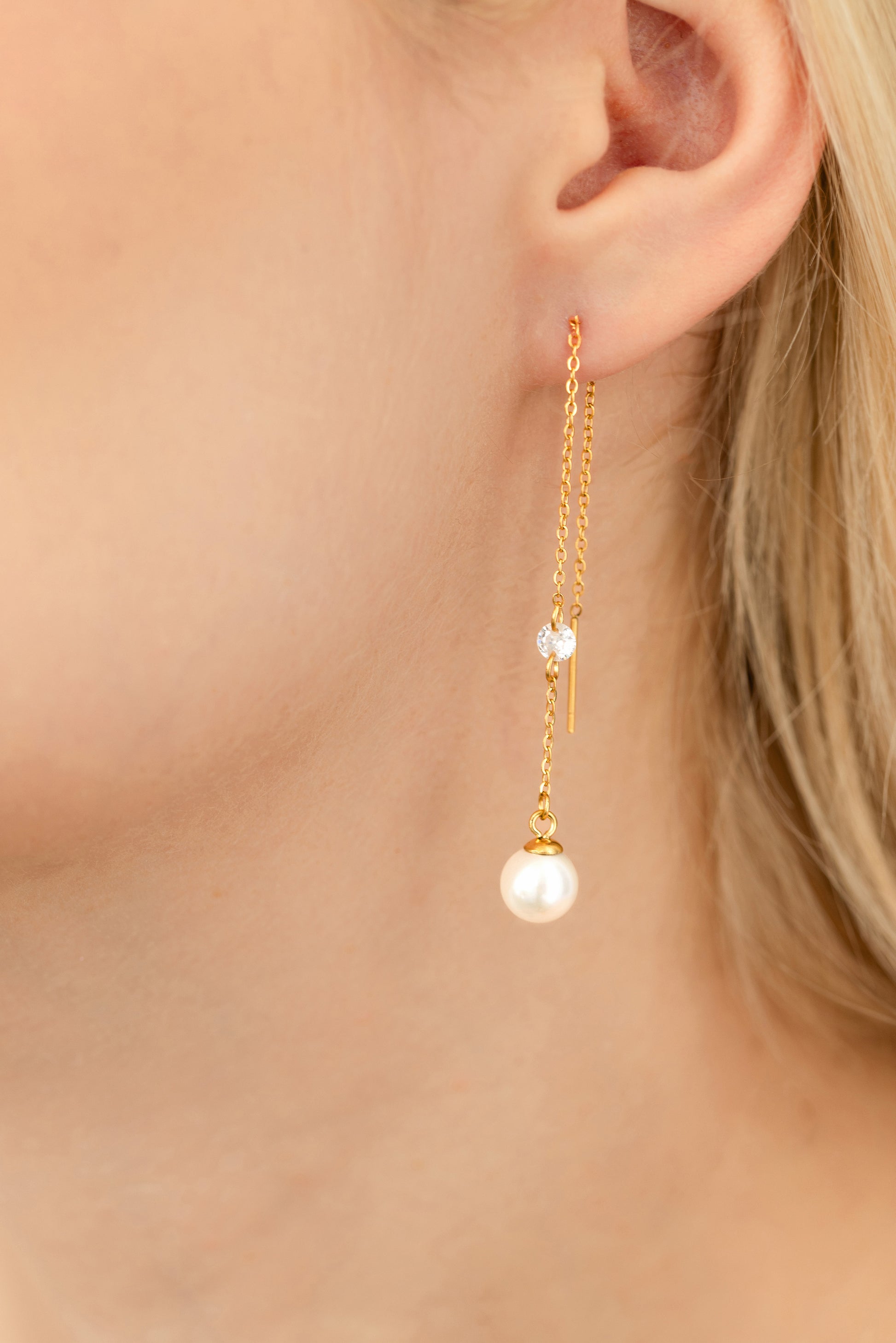 Pearl Dangle Threader earring - Anya Collection