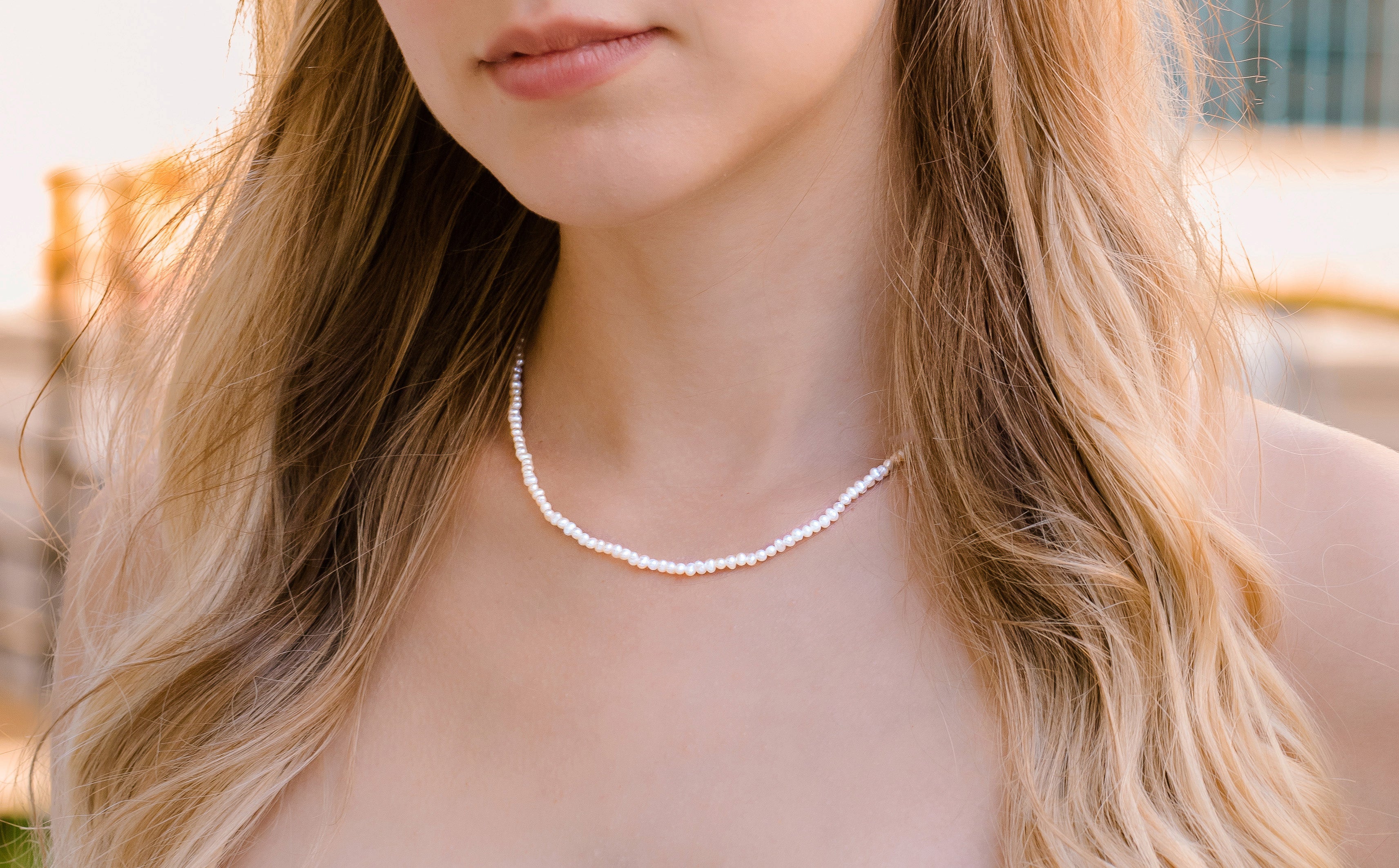 LUCY Gold or Silver Tiny Pearl Necklace - Lulu + Belle Jewellery